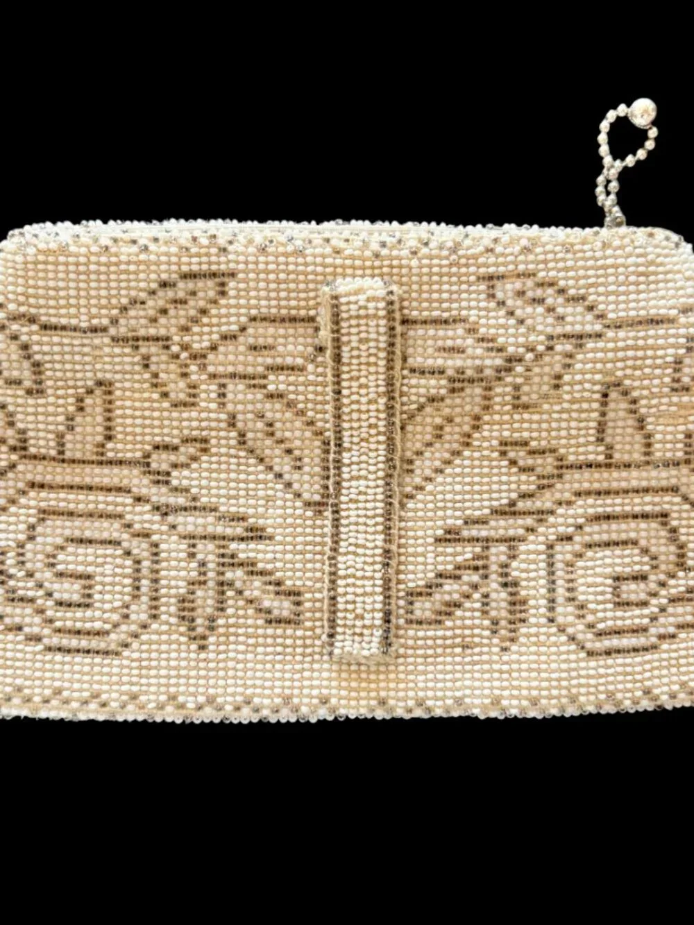 Vintage Art Deco Beaded Floral Clutch Evening Bag Made in Czechoslovakia